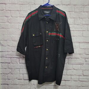 Eight 732 Black Button Shirt Men 4XL Logo Streetwear Skater Hiphop Grunge Urban